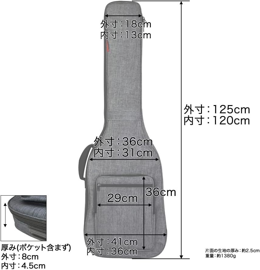 TOUGH-TX タフティクス ギグバッグ エレキベース用 YKK製TOUGH ZIPPER搭載 TX-EB1/BK Black_画像4