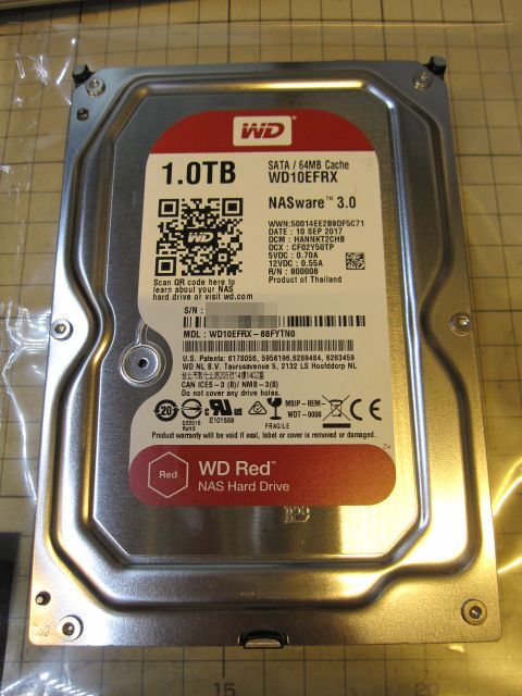★☆[PG0423]Western Digital WD10EFRX-68FYTN0 WD RED 3.5インチ 1TB HDD チェック済み☆★の画像1