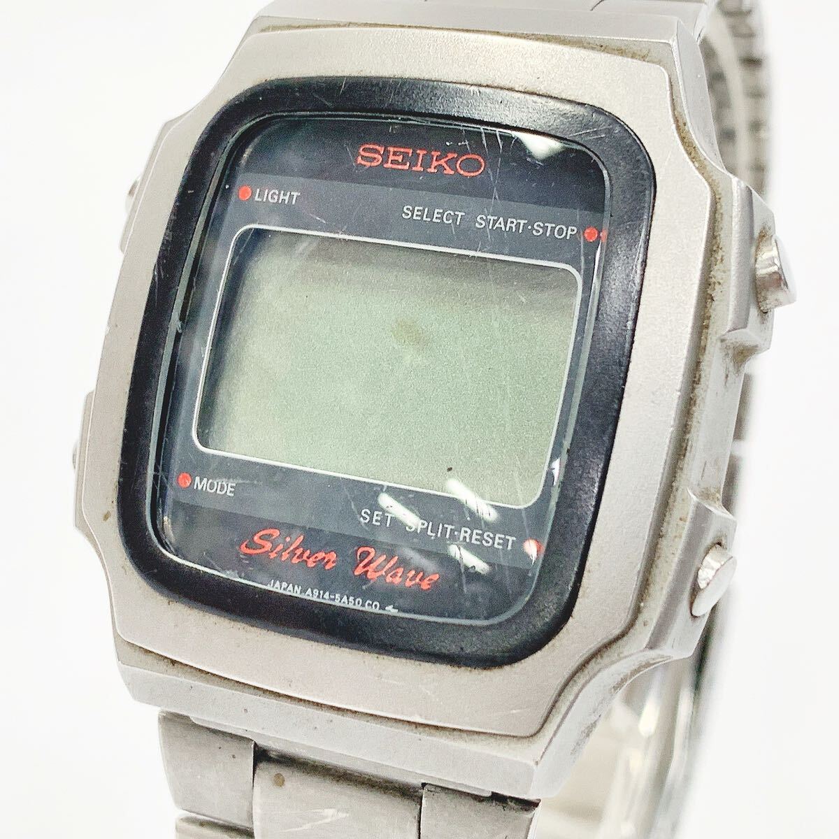 SEIKO セイコー Silver Wave A914-5A50 メンズ腕時計 デジタル スクエア クオーツ シルバー系 希少 ヴィンテージ R阿0403☆の画像1