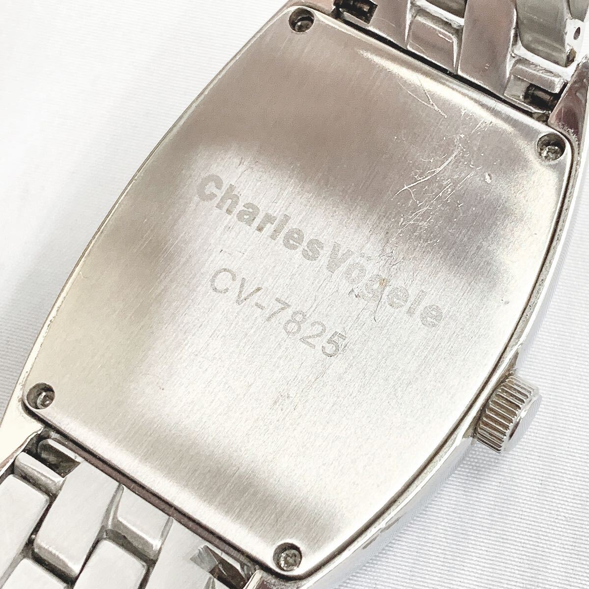 Charles Vogele シャルルホーゲル CV-7825 クォーツ メンズ腕時計 白系文字盤 スクエア シルバー ヴィンテージ R店0410☆の画像8