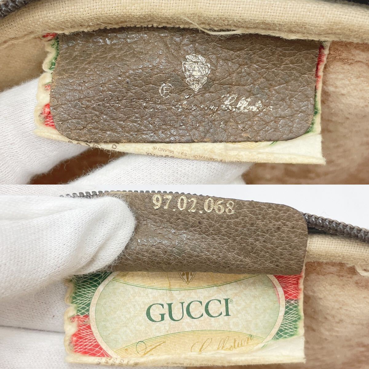 GUCCI グッチ 97.02.068 ショルダーバッグ GGスプリーム オールドグッチ PVC×レザー ブラウン系 R尼0327〇の画像9