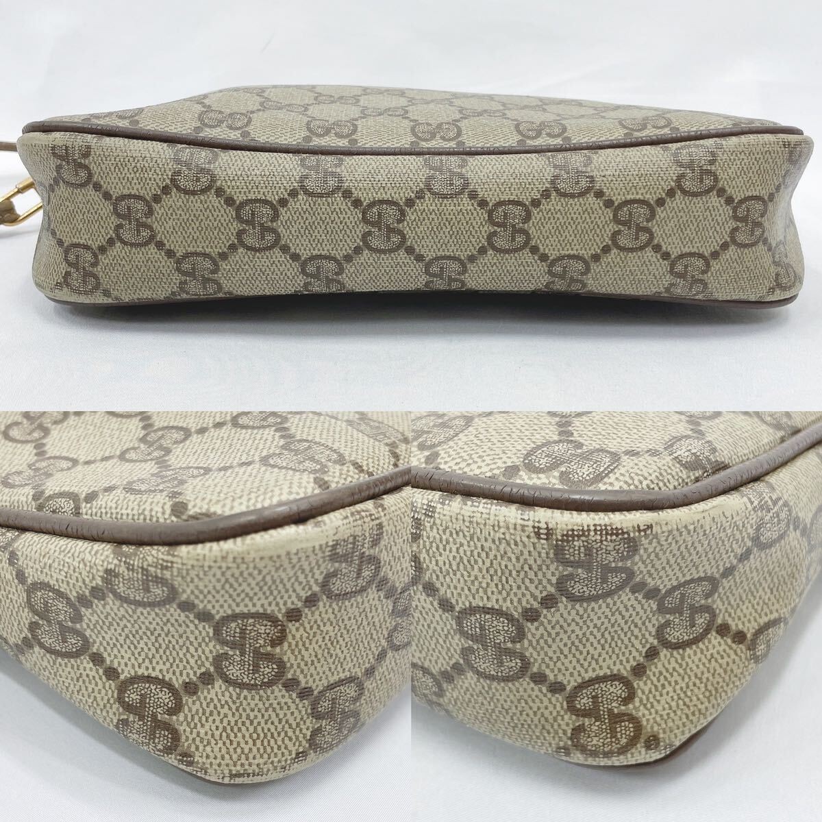 GUCCI グッチ 97.02.068 ショルダーバッグ GGスプリーム オールドグッチ PVC×レザー ブラウン系 R尼0327〇の画像5