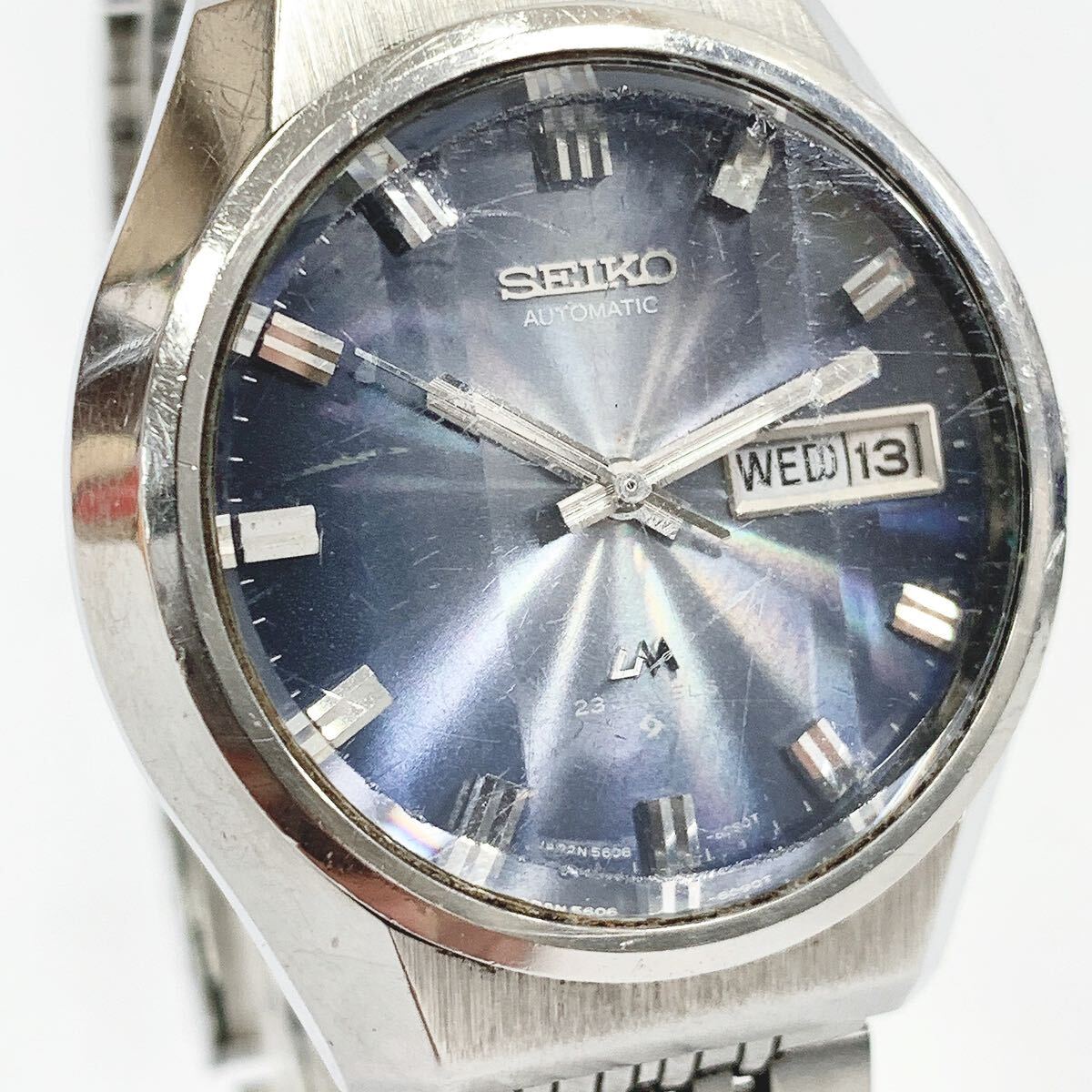 稼働品 SEIKO セイコー LM 5606-8060 デイデイト カットガラス 23石 自動巻き メンズ腕時計 シルバー ケース付き R阿0407☆_画像3