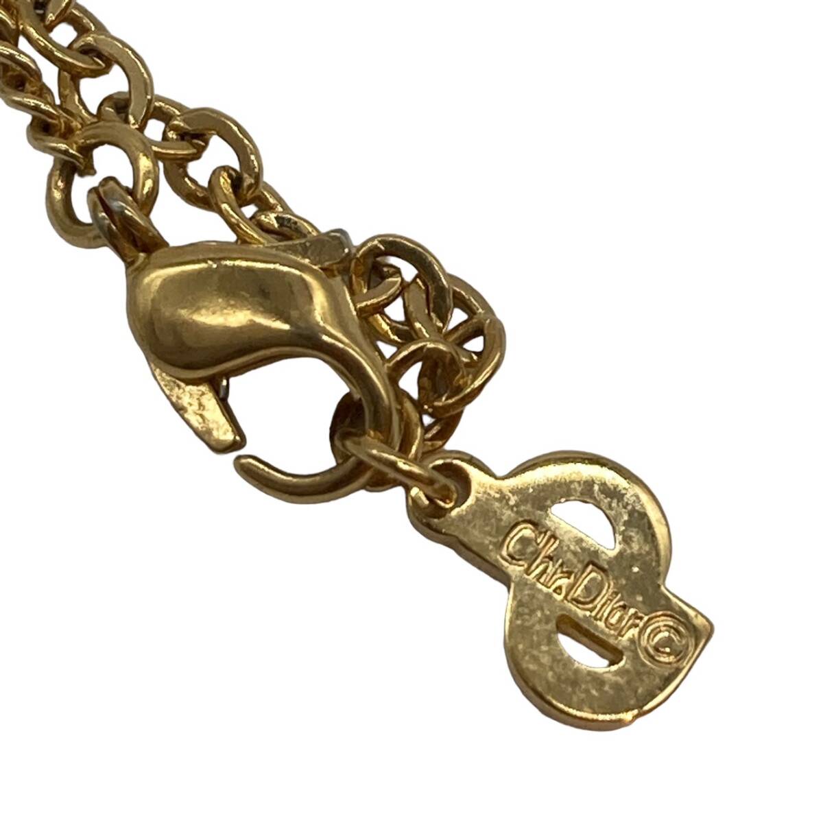 Dior ディオール ネックレス イヤリング 2点セット ロゴ ゴールドカラー ラインストーンの画像6