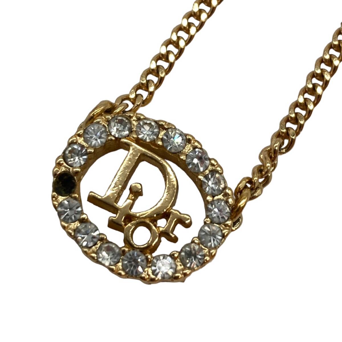 Dior ディオール ネックレス イヤリング 2点セット ロゴ ゴールドカラー ラインストーン_画像4