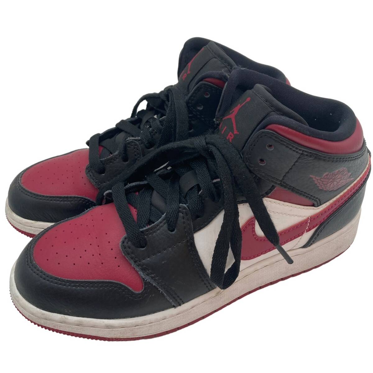 NIKE ナイキ エアジョーダン 1 MID GS ミッドカットスニーカー レディース 554725-066 BLACK/RED/WHITEの画像2