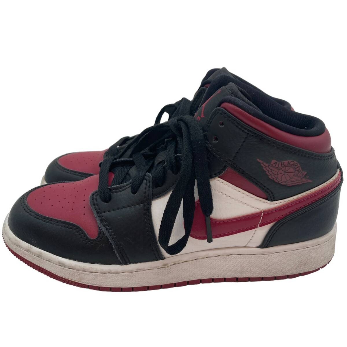 NIKE ナイキ エアジョーダン 1 MID GS ミッドカットスニーカー レディース 554725-066 BLACK/RED/WHITEの画像4