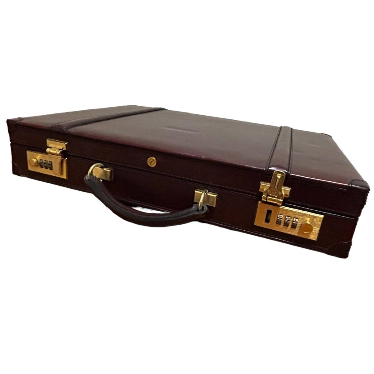  Gold-Pfeil GOLD PFEIL attache case dial lock metal fittings trunk case business bag leather men's bordeaux series 