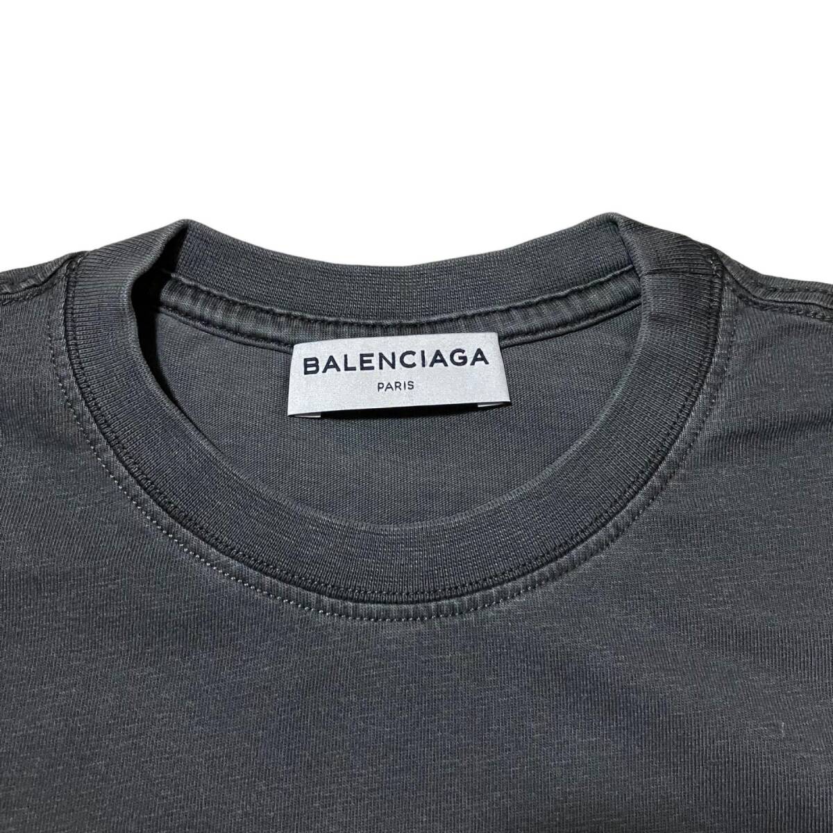 ○ 送料無料 新品 未使用 タグ付き BALENCIAGA バレンシアガ 17SS Paris 半袖 Tシャツ グレー系 コットン100％ メンズ Sの画像3