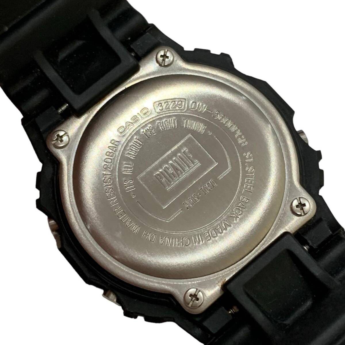 未使用 CASIO カシオ G-Shock×PIGALLE ピガールタイアップ モデル ブラック ラバー メンズ腕時計 DW-5600PGB-1JRの画像6