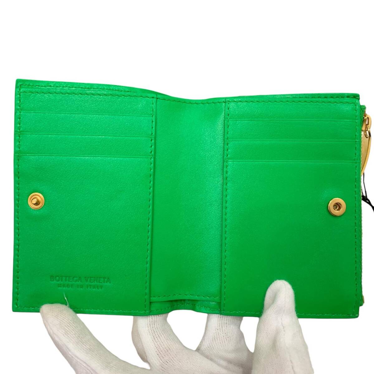 1 иен не использовался BOTTEGAVENETA Bottega Veneta сетка двойной бумажник зеленый 