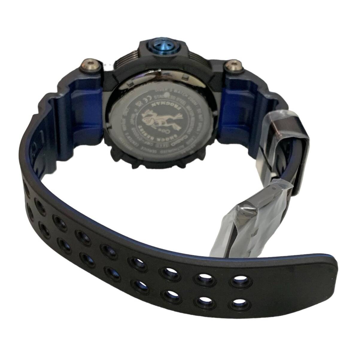 1円 未使用 CASIO カシオ G-SHOCK フロッグマン Master of G メンズ腕時計 ラバー ブラック×ブルー タフソーラーGWF-D1000B-1JFの画像5