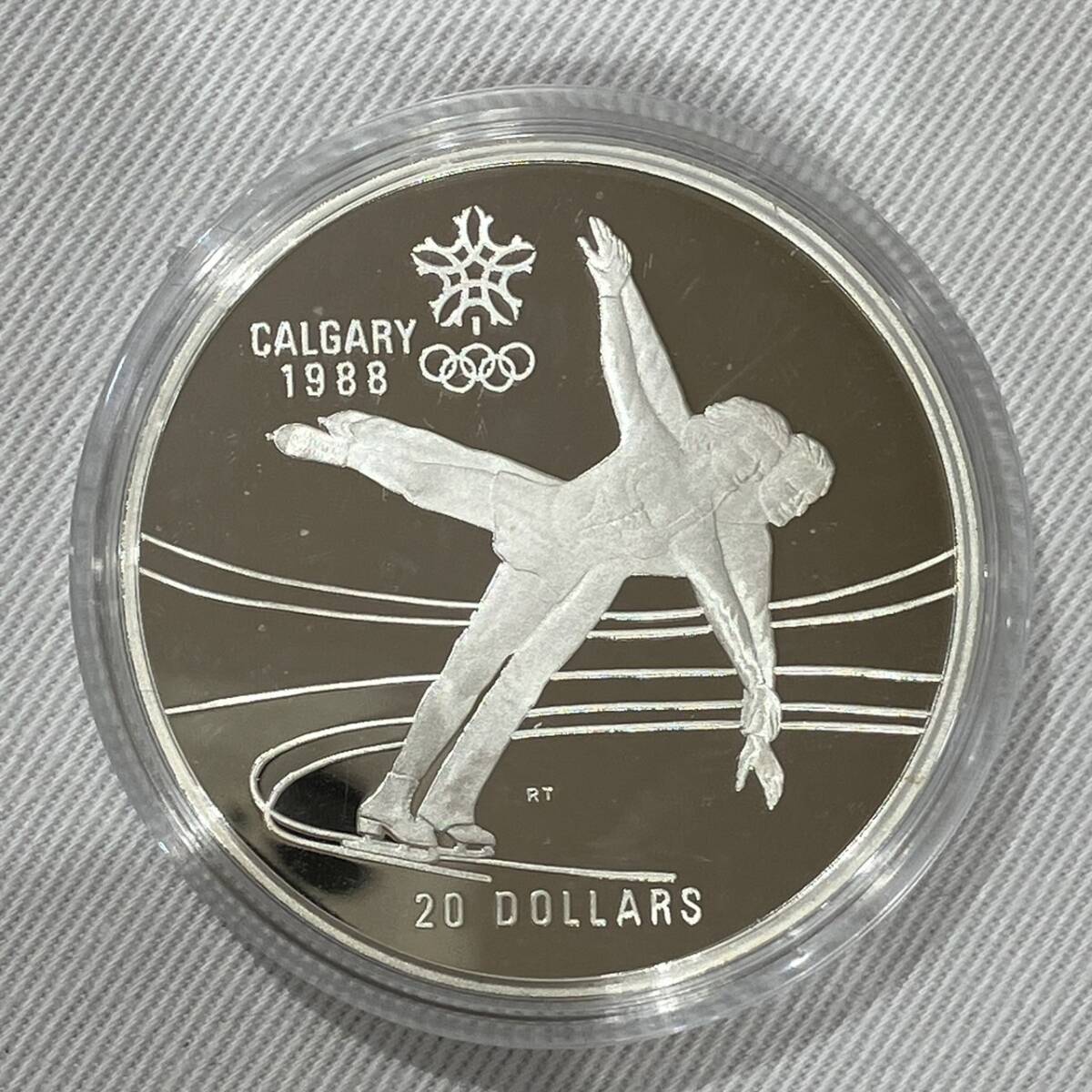 カナダ 1988年 カルガリーオリンピック 20ドル 記念銀貨 エリザベス2世 メダルセット ケース付きの画像4