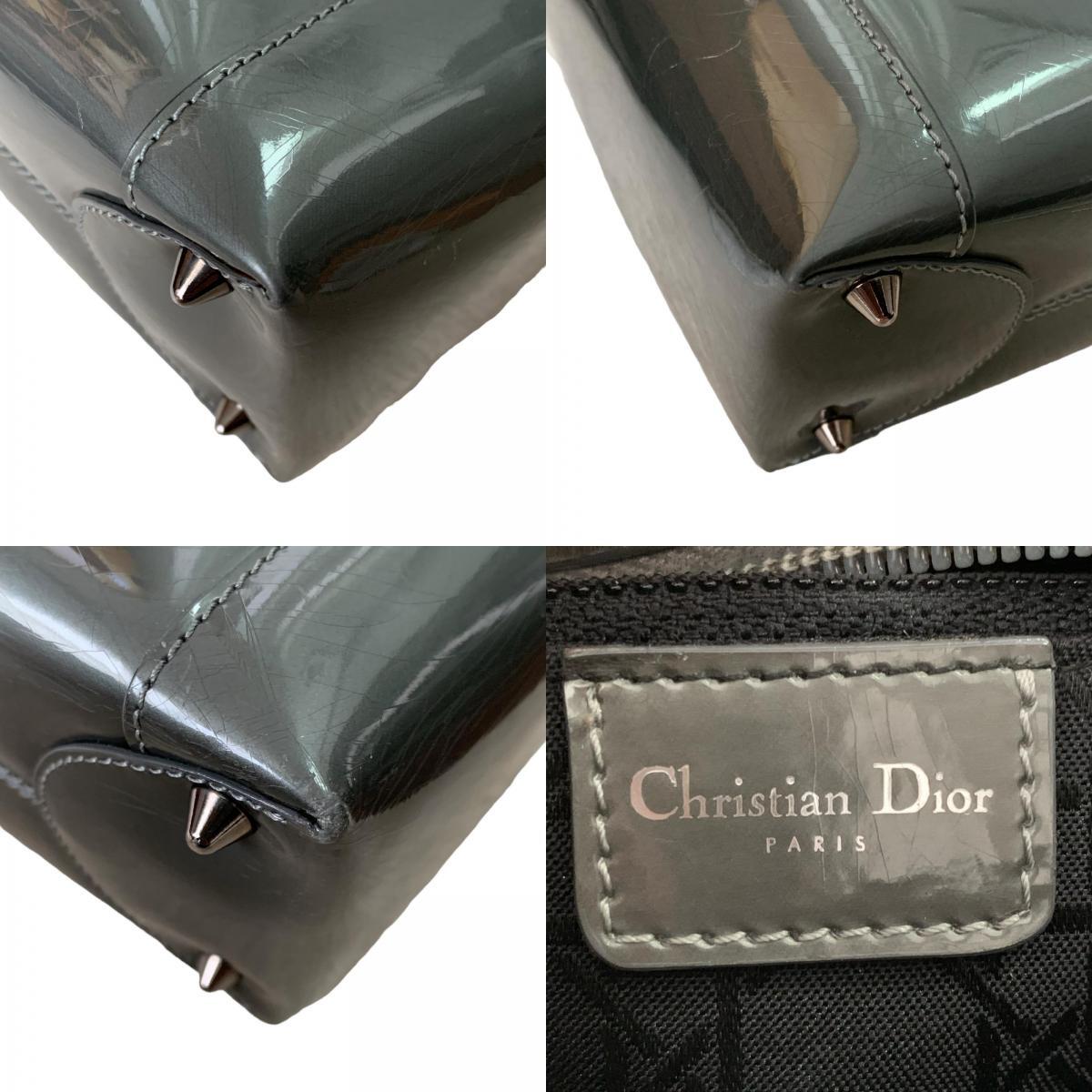 Dior ディオール マリスパール ハンドバッグ パテントレザー グレー系の画像9