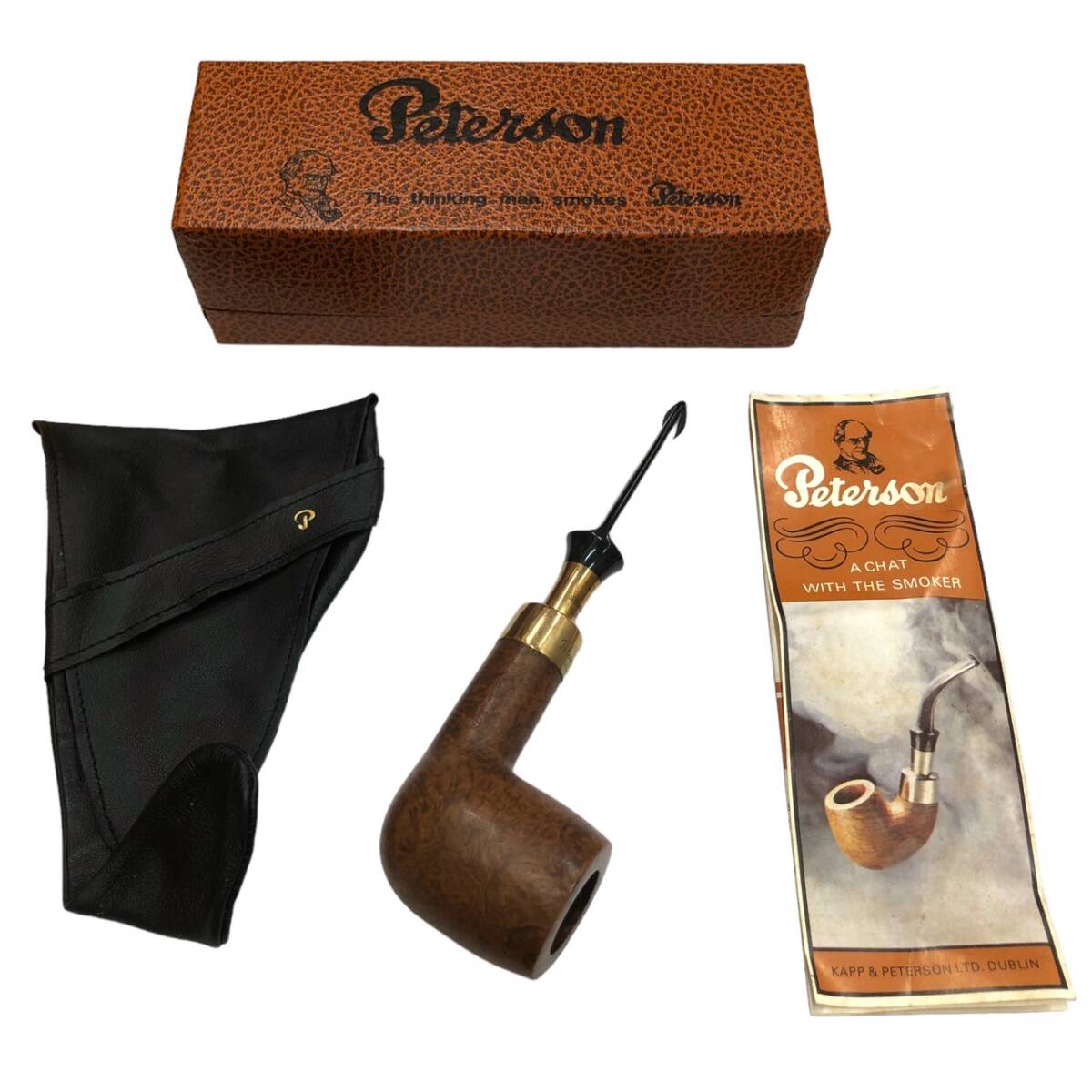 ピーターソン パイプ 金具 PETERSON Dublin 喫煙具 コレクション 箱 ケース付き ウッド ゴールドカラーの画像1