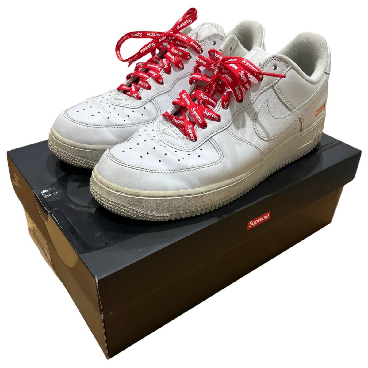 NIKE ナイキ Supreme × Nike Air Force 1 Low White シュプリーム × ナイキ エアフォース1 スニーカー メンズ 27cm_画像1