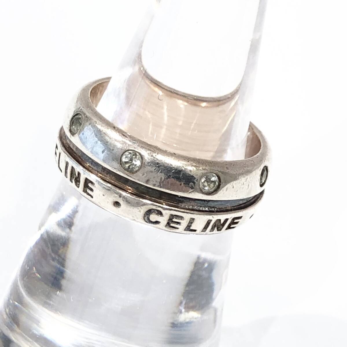CELINE セリーヌ ロゴ SV925 5Pストーン ヴィンテージ リングの画像1