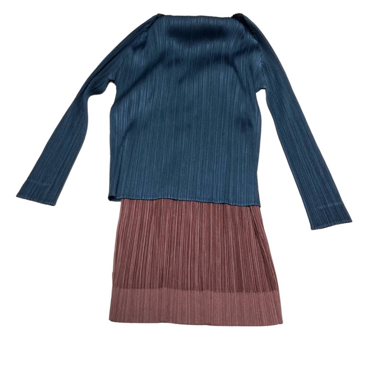 1円ISSEY MIYAKE イッセイミヤケ PLEATS PLEASE セットアップ バイカラー ブラック×ブラウンの画像5