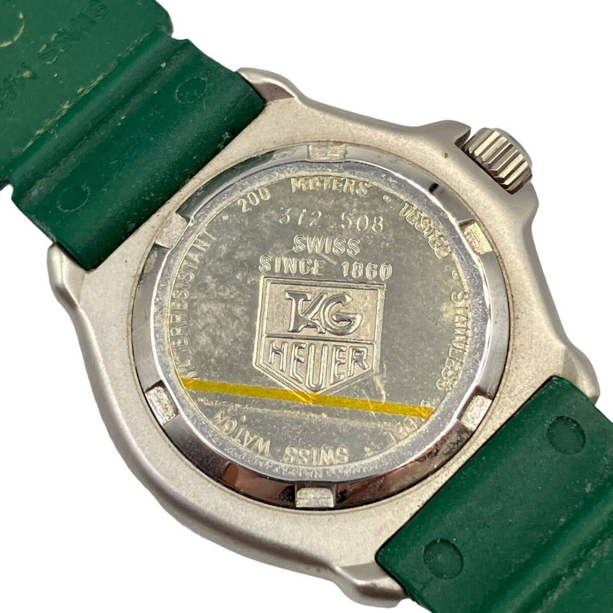 1円 タグホイヤー レディース腕時計 フォーミュラ1 プロフェッショナル 200M 372.508 デイト グリーン×アイボリー文字盤 稼動品の画像7