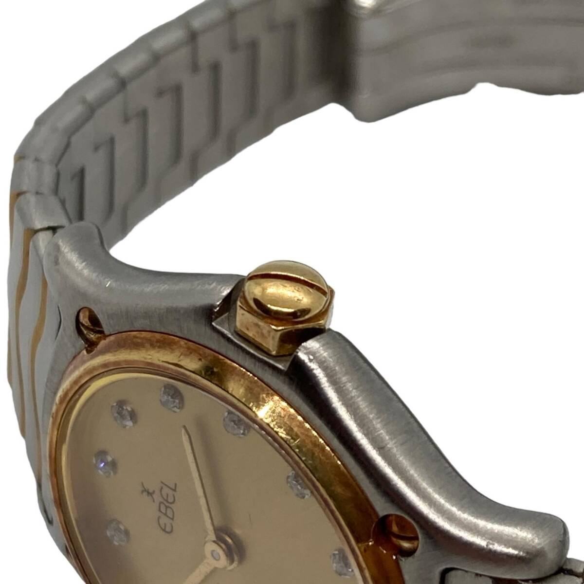 EBEL エベル レディース腕時計 クラシックウェーブ 1057901 18K GOLD BEZEL 石付 アイボリー文字盤の画像3