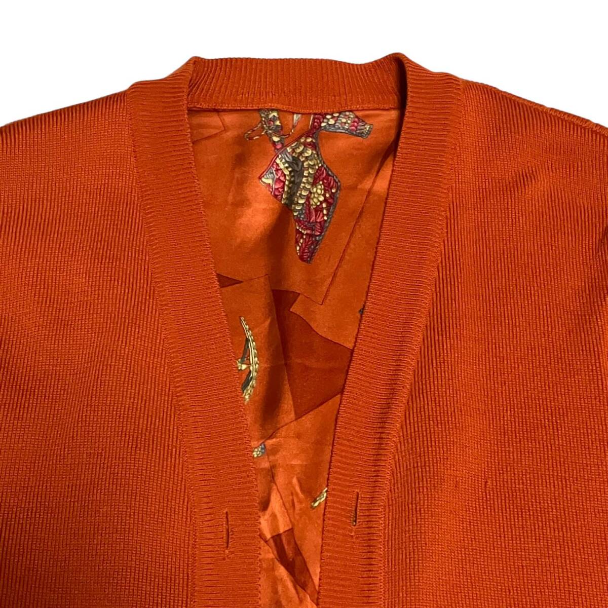 Salvatore Ferragamo Ferragamo shirt long sleeve silk * some stains have cardigan * quality inscription none reversible orange series lady's size 40