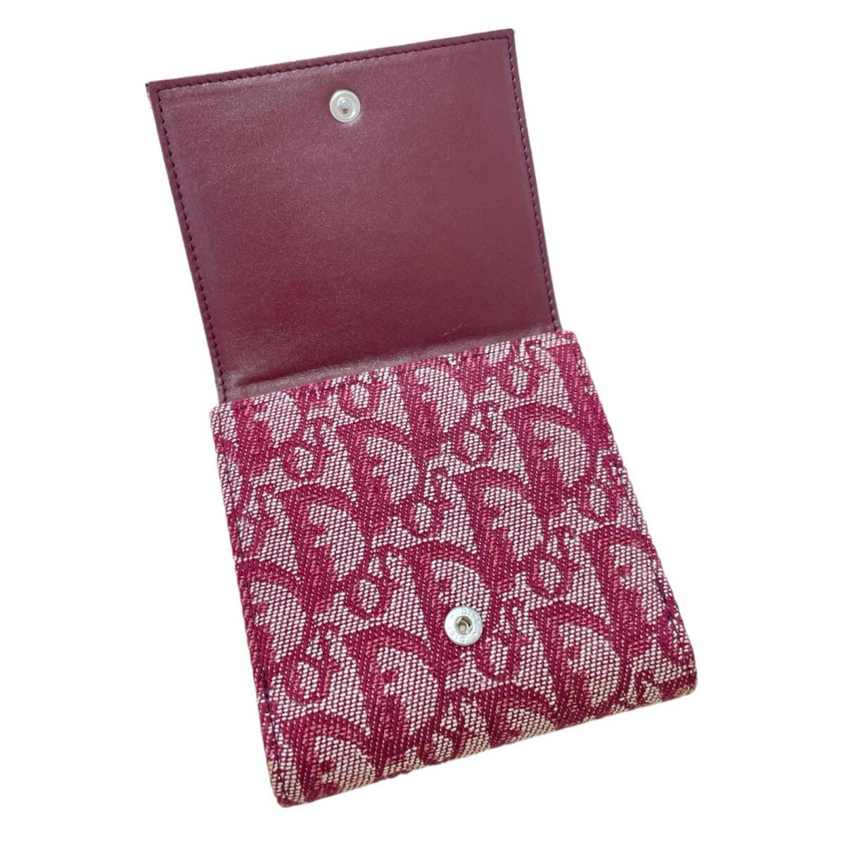 Dior ディオール トロッター キャンバス 二つ折り 財布 赤 コンパクト ウォレットの画像8