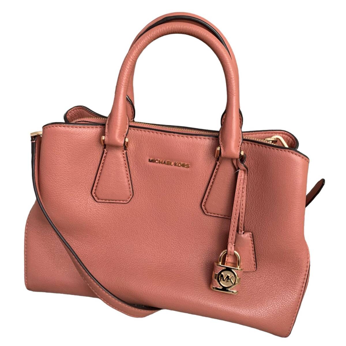 1円 美品 Michael Kors マイケルコース ハンドバッグ 2way レザ− ピンク系_画像1