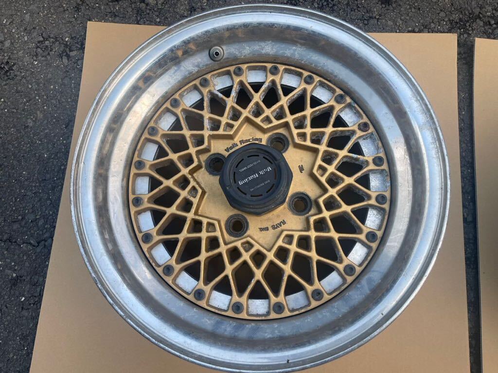 RAYS VOLK RACING 14インチ 6.5J PCD114.3 4穴 ジャンク品 中古4本 当時物 旧車の画像2