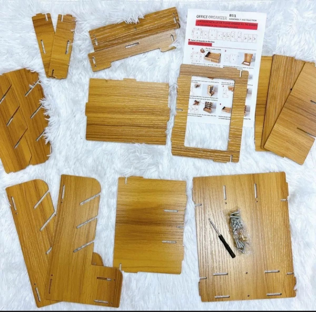 木製 組み立て 簡単 ペン立て メイク道具 収納 DIY ラック 組立式 卓上