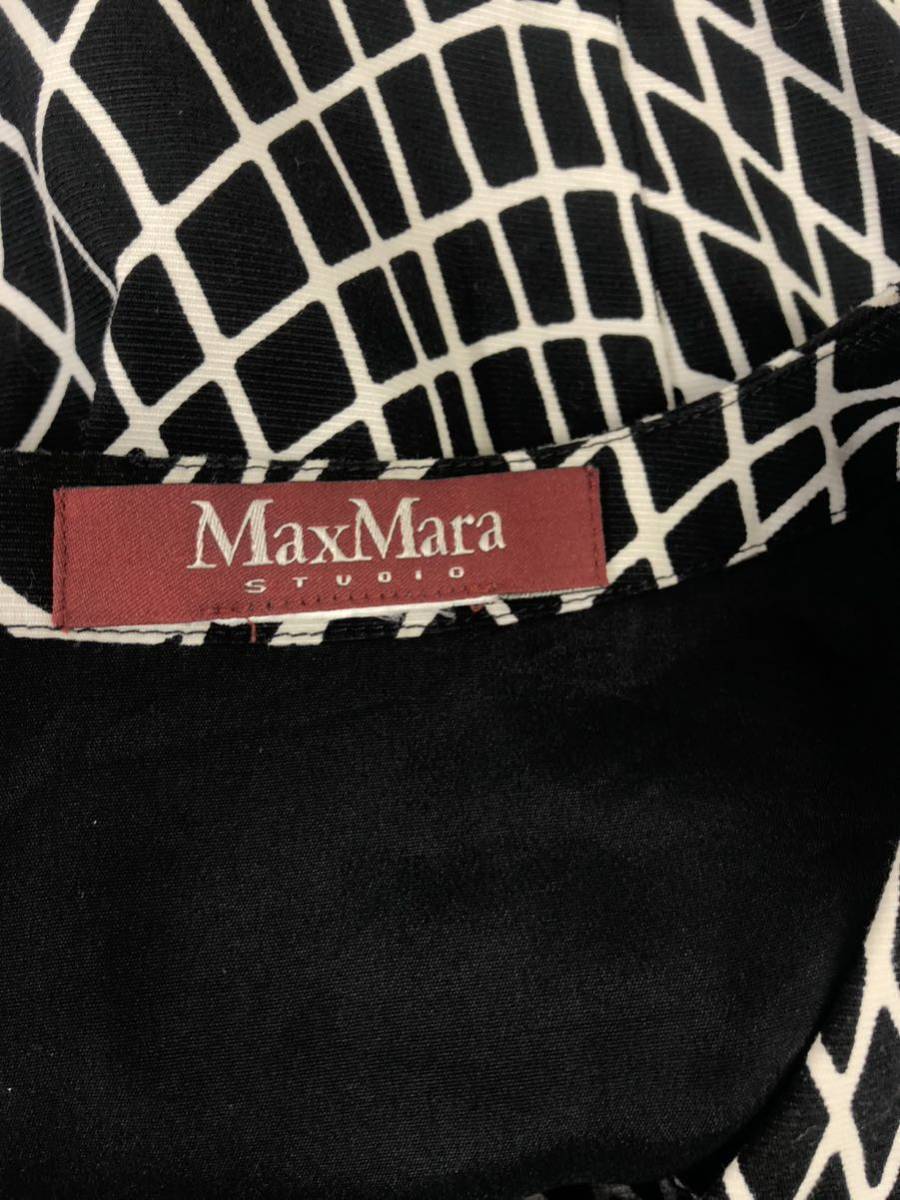 美品 MAX MARA Studio マックスマーラ レディース 総柄 半袖 ワンピース ドレスの画像4