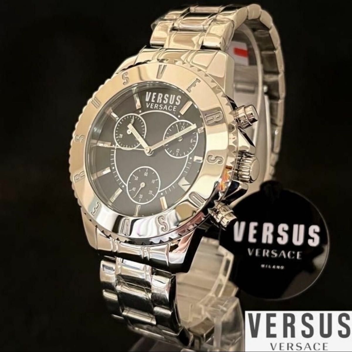 【激レア！】Versus Versace/ベルサス ベルサーチ/メンズ腕時計/シルバー.ブラック色/ プレゼントに/男性用/希少