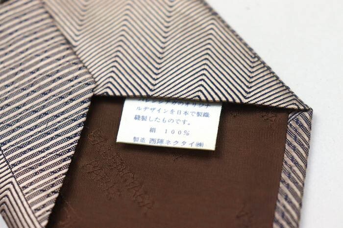 バレンシアガ シルク ストライプ柄 パネル柄 格子柄 日本製 ブランド ネクタイ メンズ ブラウン BALENCIAGAの画像5