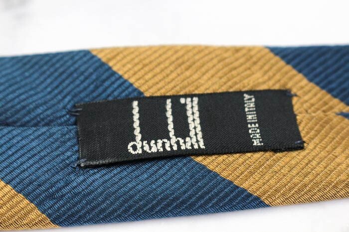 ダンヒル シルク ロゴ ストライプ柄 イタリア製 ブランド ネクタイ メンズ ネイビー dunhill_画像4