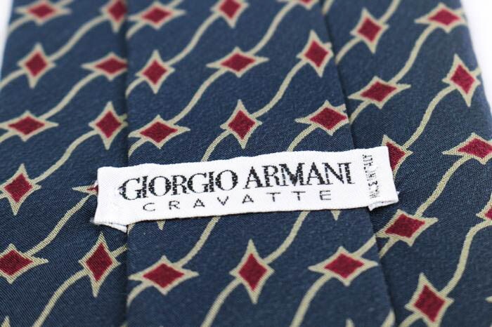 ジョルジオアルマーニ シルク ストライプ柄 ダイヤ柄 イタリア製 ブランド ネクタイ メンズ ネイビー GIORGIO ARMANI_画像4