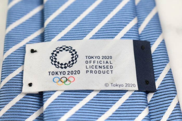 東京2020 オリンピック 五輪 スポーツ ロゴ ストライプ柄 ブランド ネクタイ メンズ ブルー オリンピックの画像4