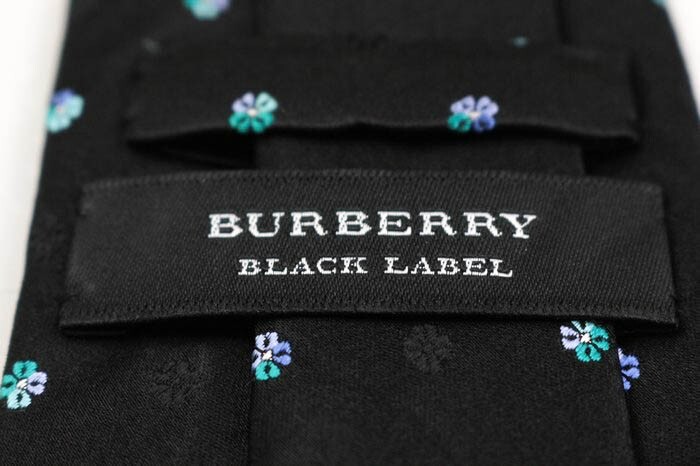 バーバリーブラックレーベル シルク 花柄 小紋柄 ドット 日本製 ブランド ネクタイ メンズ ブラック BURBERRY BLACK LABEL_画像4