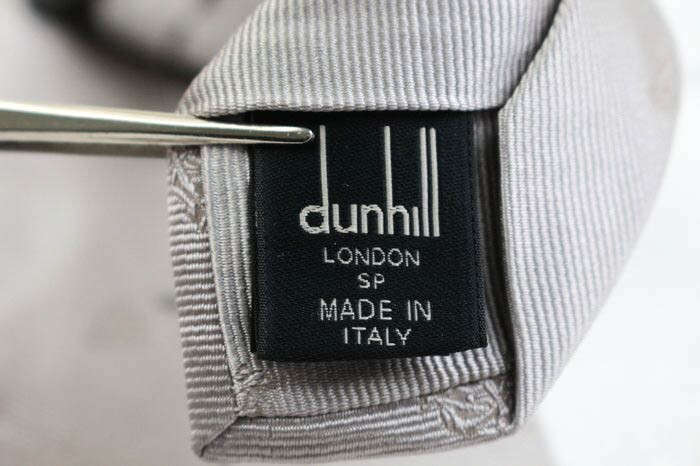 ダンヒル シルク ロゴ 小紋柄 イタリア製 ブランド ネクタイ メンズ グレー dunhill_画像6
