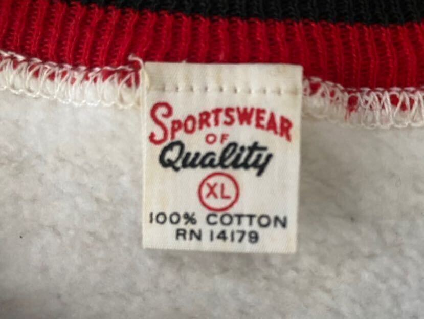 超希少！50's 60's VINTAGE SPORTSWEAR OF Quality テープ付きスウェットカーディガン XL ビンテージスウェット フルジップ ピンロック USAの画像4