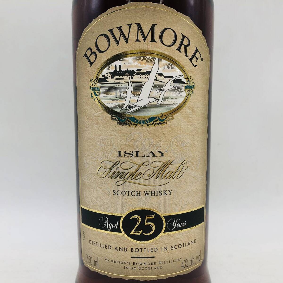 【未開栓】BOWMORE ボウモア 25年 旧 カモメラベル ウイスキー 750ml 43% スコッチ 箱付 WH49920_画像3