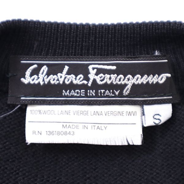 3-ZJ014[ beautiful goods ] Salvatore Ferragamo Salvatore Ferragamo gun chi-ni sweater knitted black S lady's 