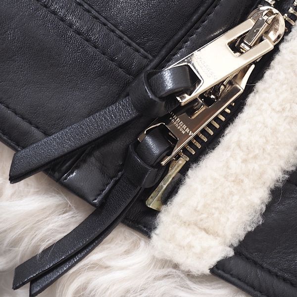 4-SD001[ beautiful goods ] Burberry p low Sam BURBERRY PRORSUM highest grade ram leather rider's jacket black 40 lady's 