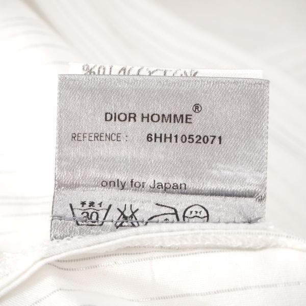 4-SC015【美品】ディオールオム DIOR HOMME エディ期 ラメ ストライプ シャツ ホワイト 39 メンズの画像8