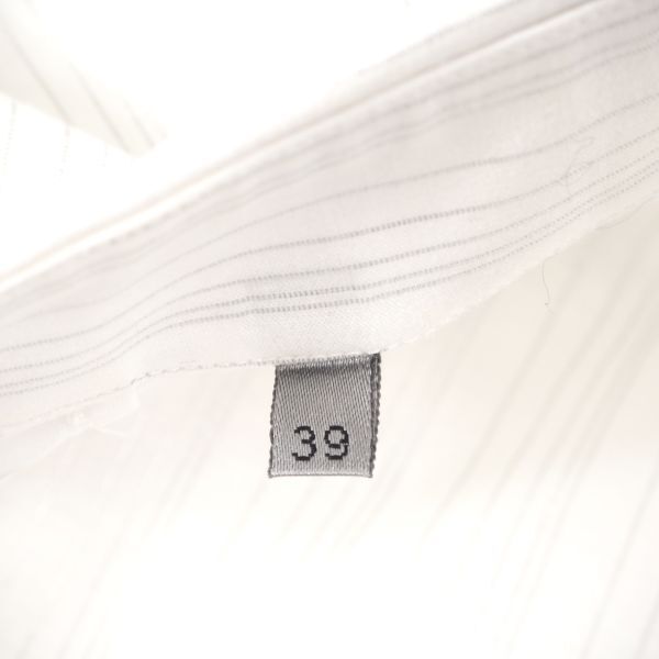 4-SC015【美品】ディオールオム DIOR HOMME エディ期 ラメ ストライプ シャツ ホワイト 39 メンズの画像7