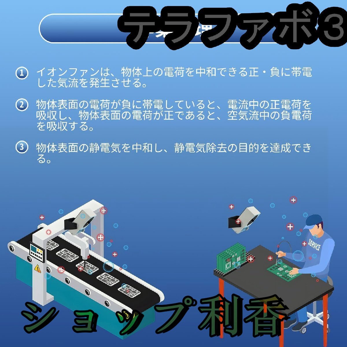 静電気除去ミニファン イオナイザー 除電器 自由風速調整 エアフロー面積は40*60cmに達し 精密機器の組み立てとテストに最適_画像6