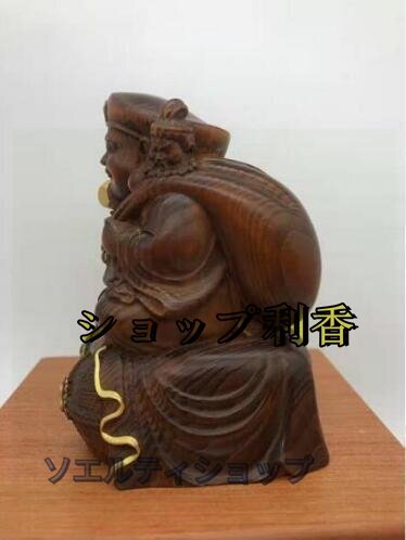 極上品 ★仏教美術 総檜材 木彫仏像 精密細工 切金 仏師で仕上げ品　三面大黒天立像 高さ12cm_画像2