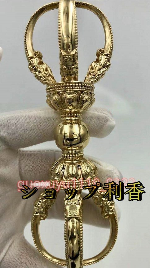 松山仏具工房出品】密教法具 一面器 前具 真鍮製 鬼面型 五鈷杵 松山仏具工房出品】密教法具 一面器 前具 真鍮製 鬼面型 五鈷杵