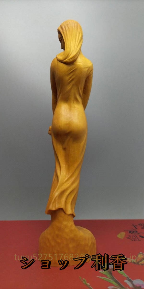 木彫 美女 置物 仏教美術 工芸品 精密細工 木彫 美術工芸品_画像6