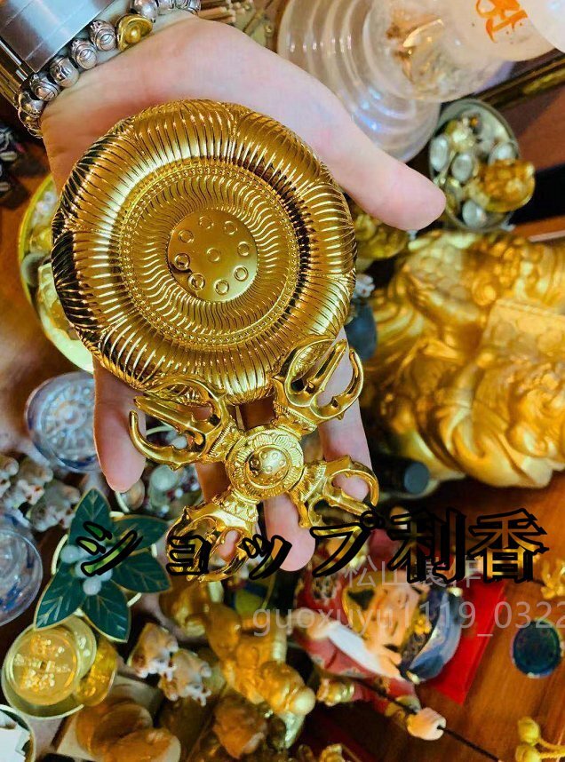 密教法具 寺院用仏具」羯磨&輪宝5点セット☆金メッキ 直径 9cm 密教法具 寺院用仏具」羯磨&輪宝5点セット☆金メッキ 直径 9cm