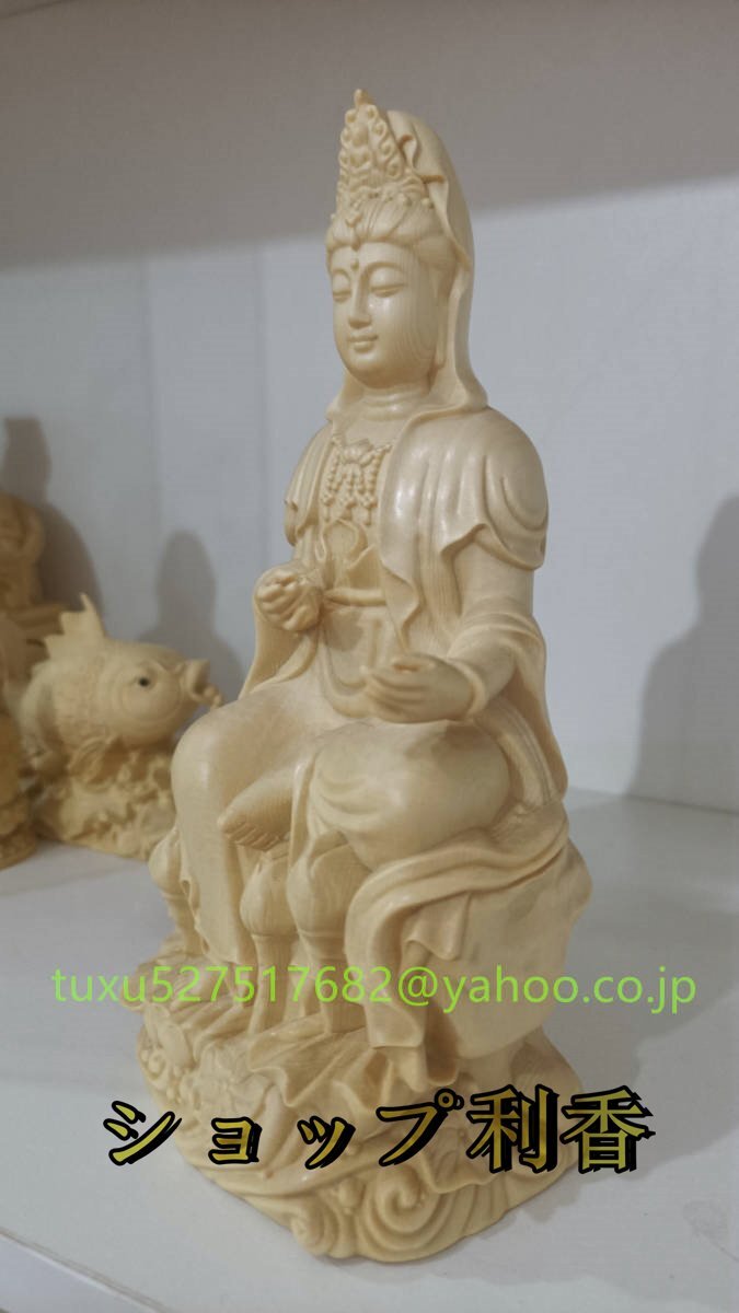 仏教美術 木彫 観音菩薩 観音菩薩像 置物 細密造像 仏像 精密彫刻 高19.5cm_画像5