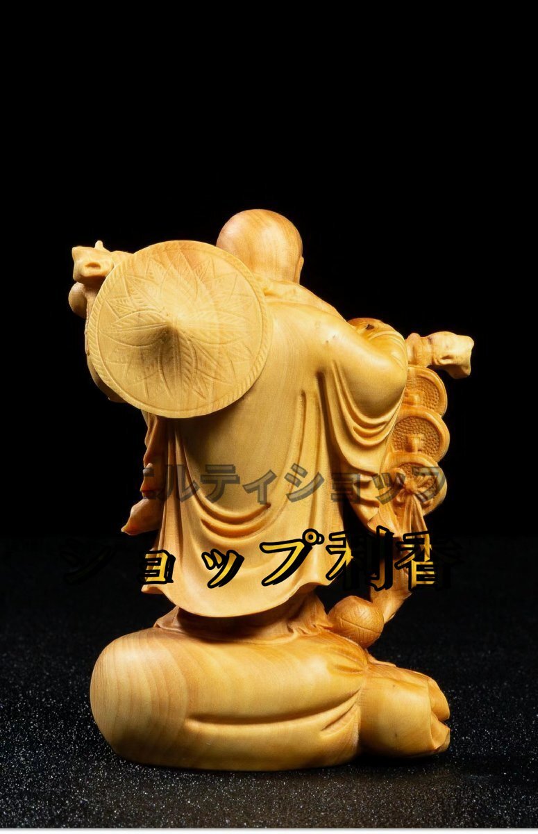極上の木彫 布袋様 七福神 置物 精密彫刻 木彫仏像 仏教工芸品 金運 財運_画像3
